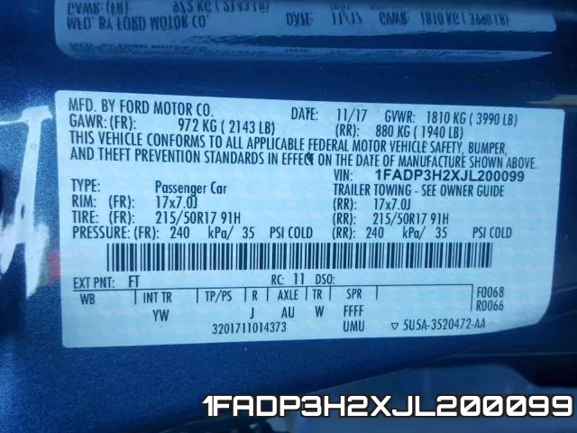 1FADP3H2XJL200099 фото 2