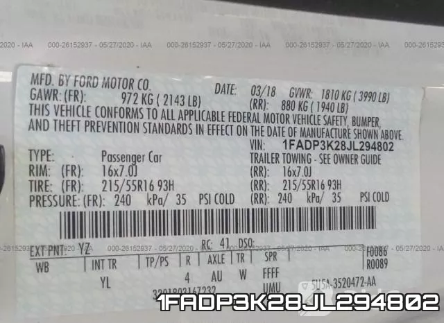 1FADP3K28JL294802 фото 10