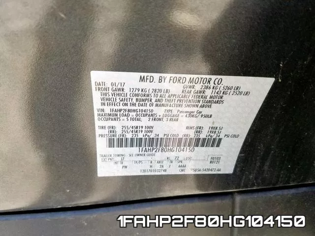 1FAHP2F80HG104150 фото 2