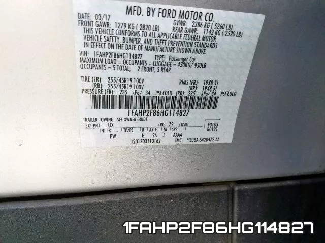 1FAHP2F86HG114827 фото 2