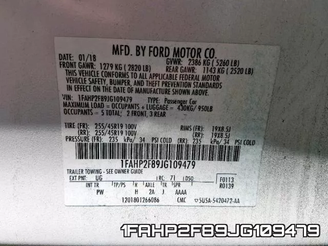 1FAHP2F89JG109479 фото 2