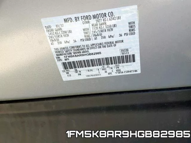 1FM5K8AR9HGB82985 фото 2