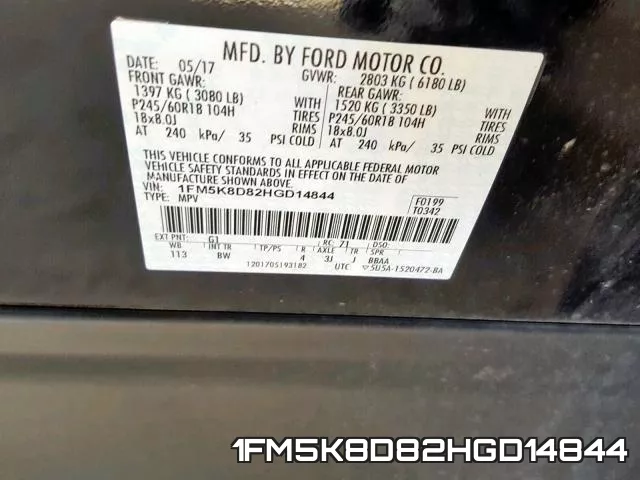 1FM5K8D82HGD14844 фото 2