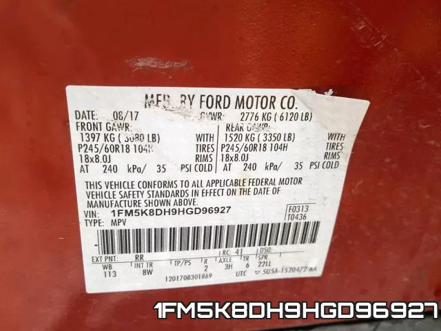 1FM5K8DH9HGD96927 фото 2