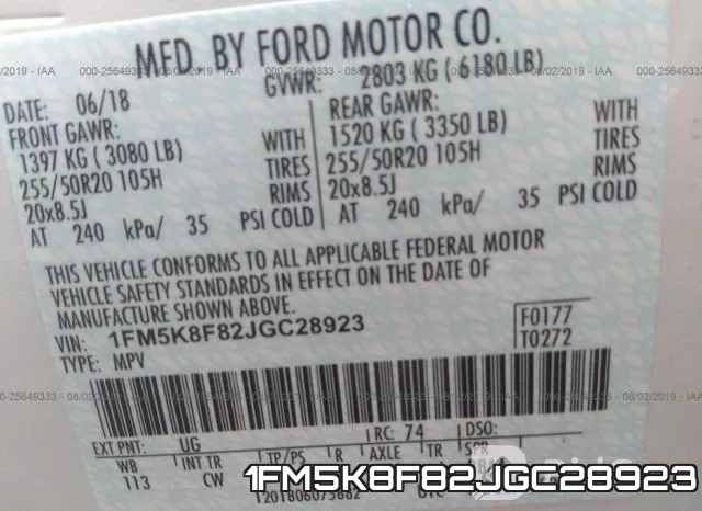 1FM5K8F82JGC28923 фото 10