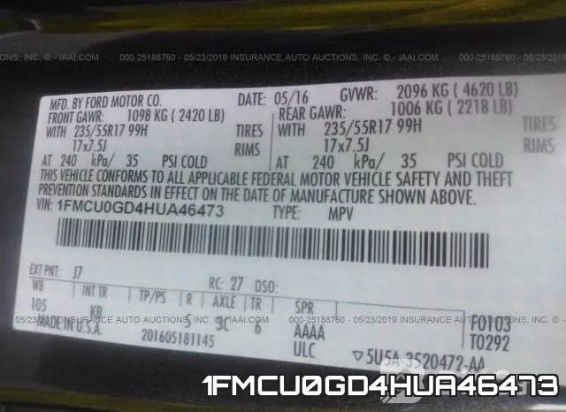 1FMCU0GD4HUA46473 фото 10