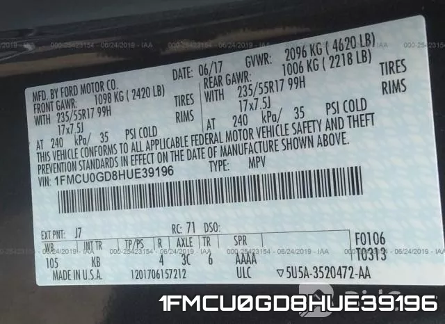 1FMCU0GD8HUE39196 фото 10