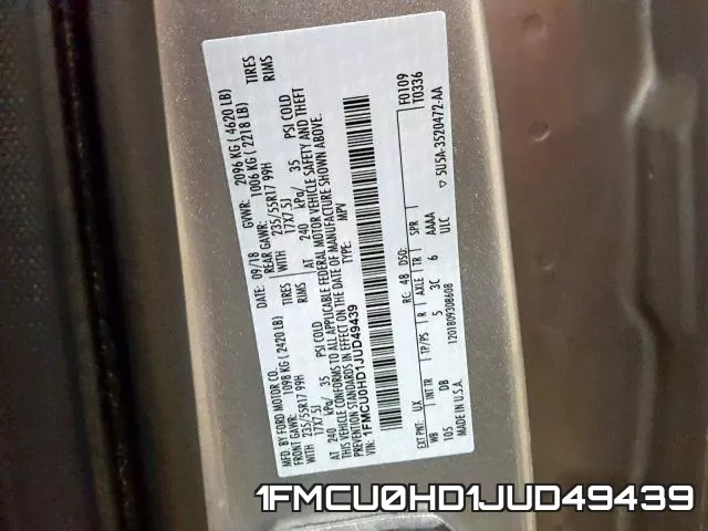 1FMCU0HD1JUD49439 фото 2