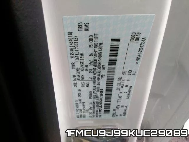 1FMCU9J99KUC29089 фото 2