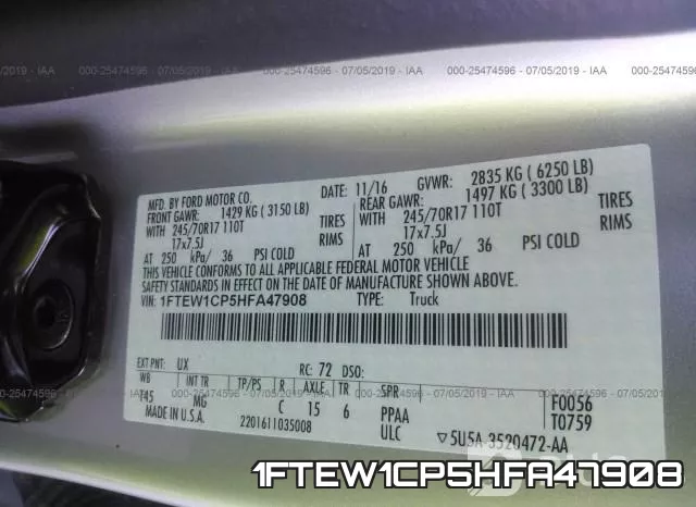 1FTEW1CP5HFA47908 фото 10