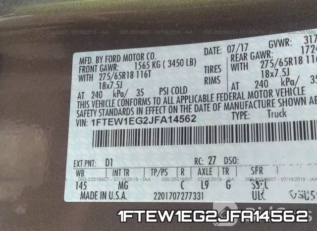 1FTEW1EG2JFA14562 фото 10