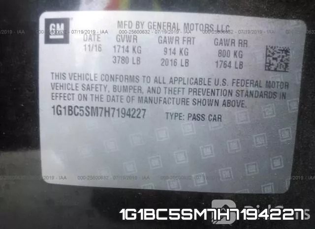 1G1BC5SM7H7194227 фото 10