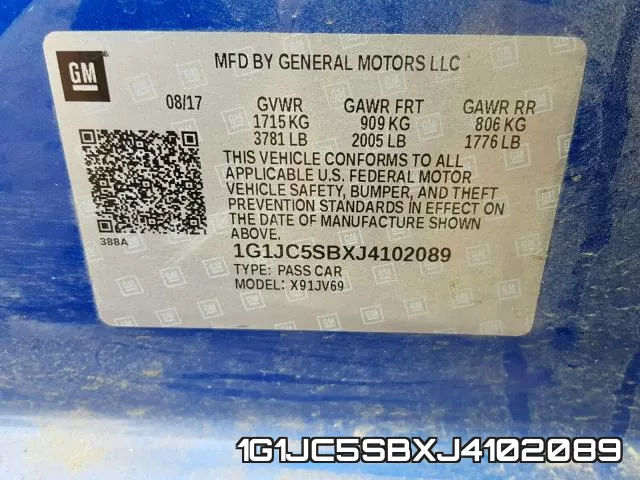 1G1JC5SBXJ4102089 фото 2