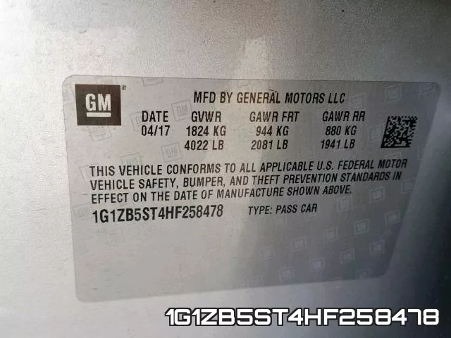 1G1ZB5ST4HF258478 фото 2