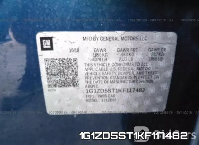1G1ZD5ST1KF117482 фото 10
