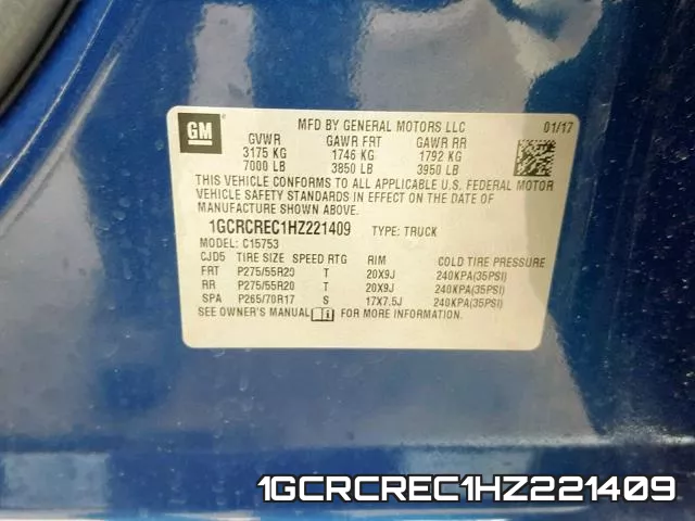 1GCRCREC1HZ221409 фото 2