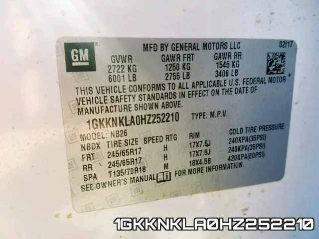 1GKKNKLA0HZ252210 фото 2