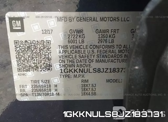 1GKKNULS8JZ183731 фото 10