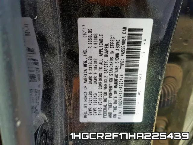 1HGCR2F17HA225439 фото 2
