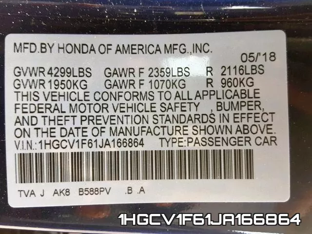 1HGCV1F61JA166864 фото 2
