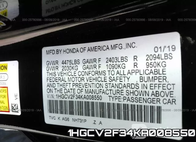 1HGCV2F34KA008550 фото 10