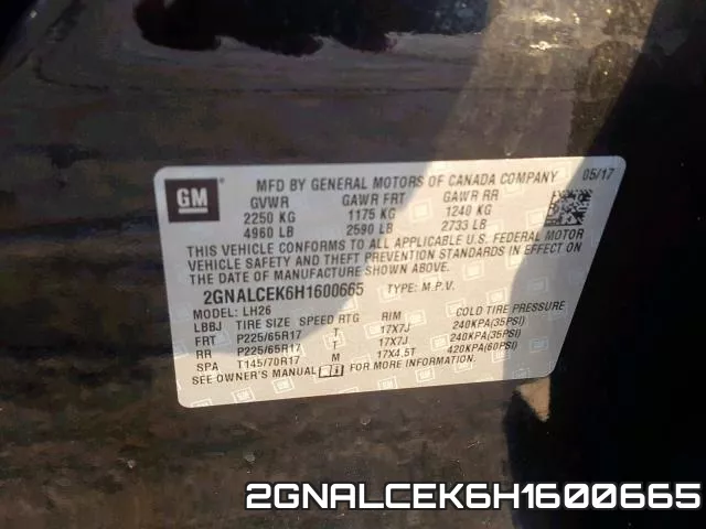 2GNALCEK6H1600665 фото 2