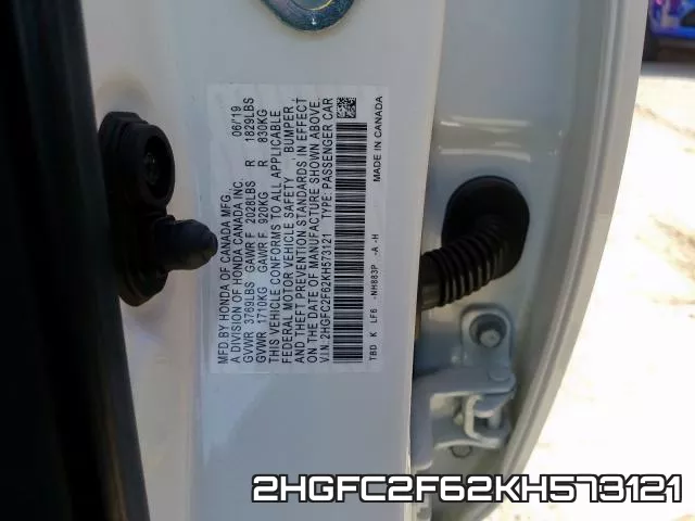 2HGFC2F62KH573121 фото 2
