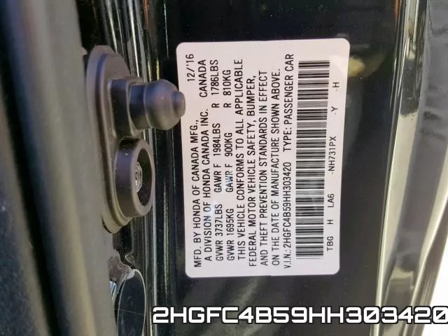2HGFC4B59HH303420 фото 2