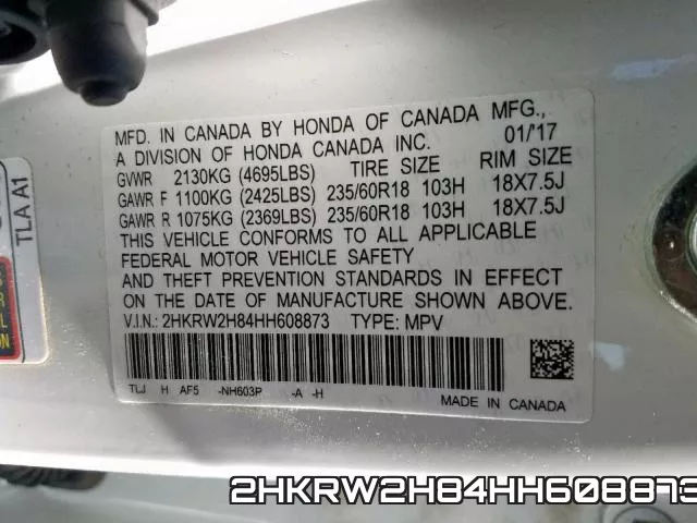 2HKRW2H84HH608873 фото 2