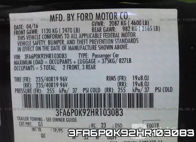3FA6P0K92HR103083 фото 10