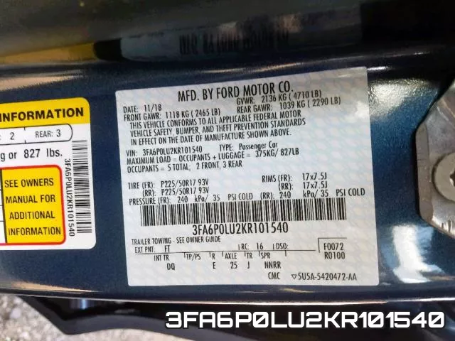 3FA6P0LU2KR101540 фото 2