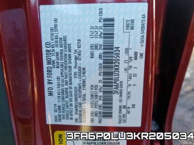 3FA6P0LU3KR205034 фото 2