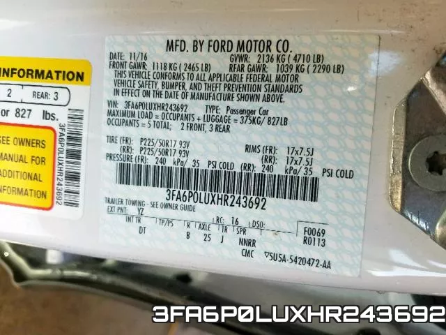 3FA6P0LUXHR243692 фото 2