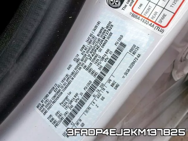 3FADP4EJ2KM137825 фото 2