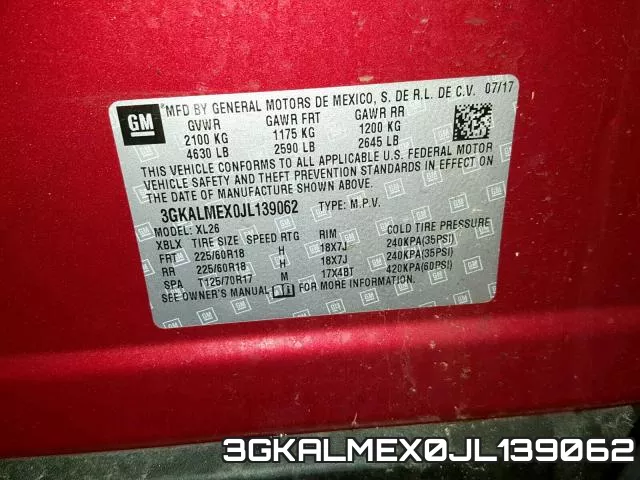 3GKALMEX0JL139062 фото 2