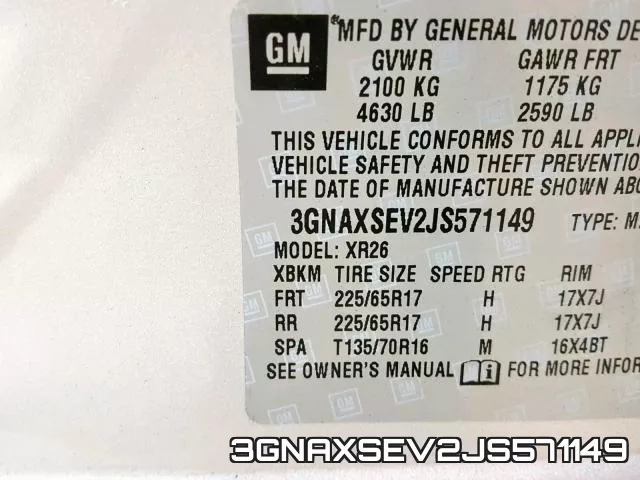3GNAXSEV2JS571149 фото 2