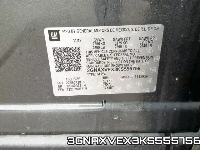 3GNAXVEX3KS555756 фото 2