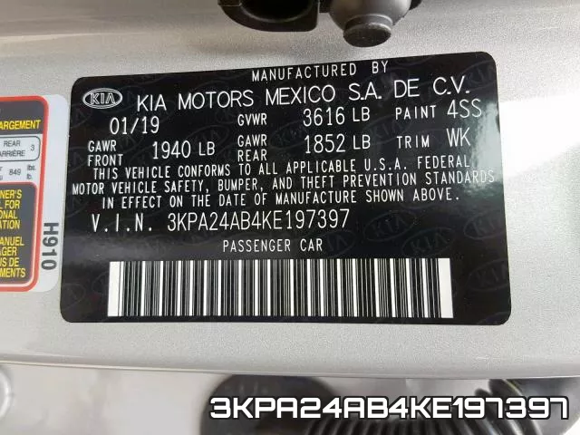 3KPA24AB4KE197397 фото 2
