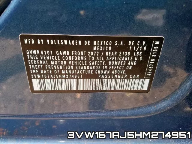 3VW167AJ5HM274951 фото 2