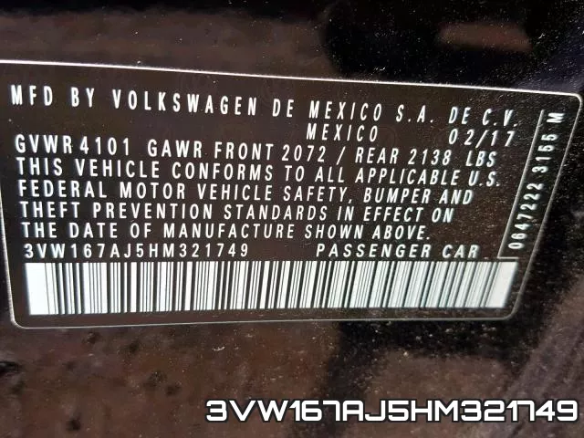 3VW167AJ5HM321749 фото 2