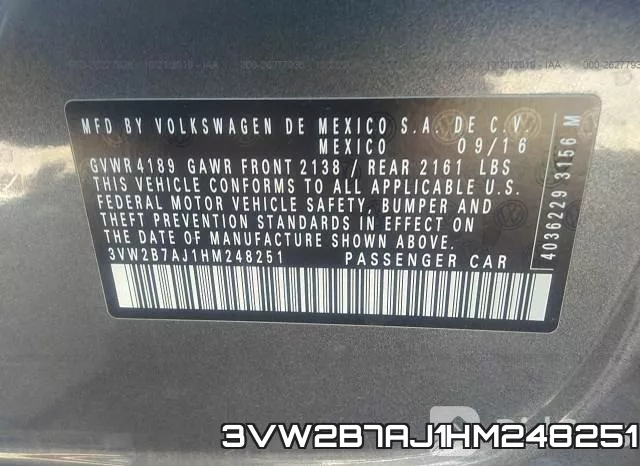 3VW2B7AJ1HM248251 фото 10