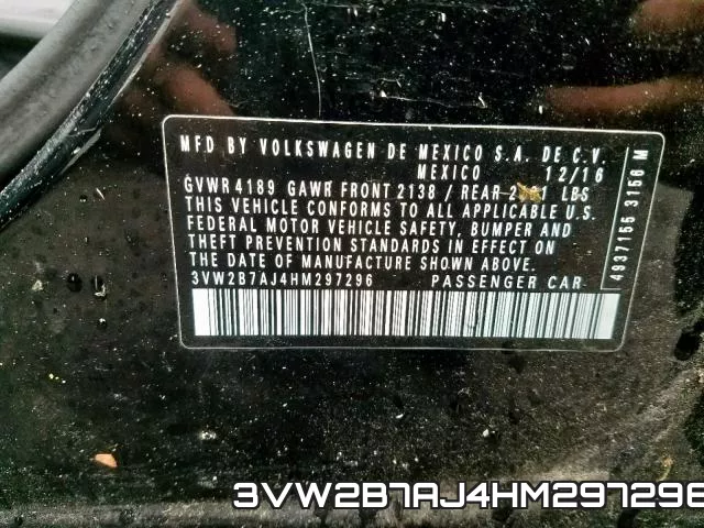 3VW2B7AJ4HM297296 фото 2