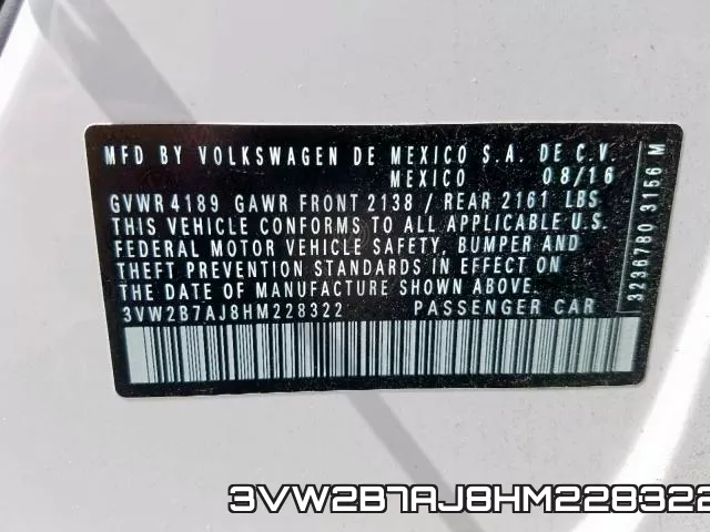 3VW2B7AJ8HM228322 фото 2