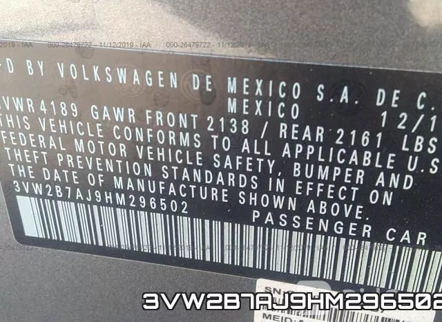 3VW2B7AJ9HM296502 фото 10