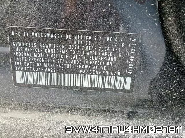 3VW4T7AU4HM027811 фото 2
