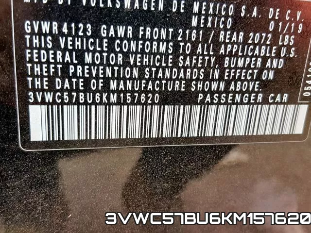 3VWC57BU6KM157620 фото 2