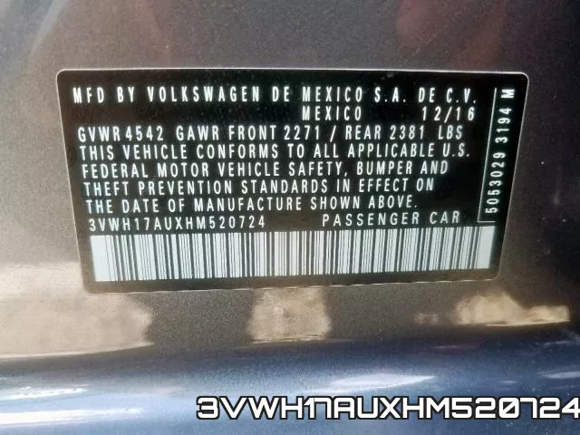 3VWH17AUXHM520724 фото 2