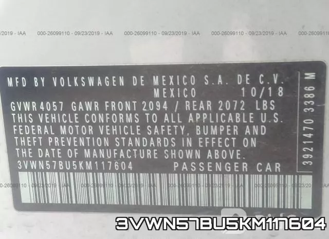 3VWN57BU5KM117604 фото 9