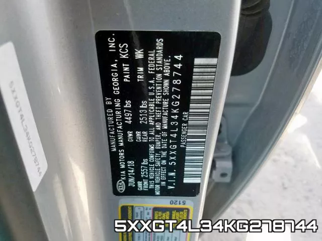 5XXGT4L34KG278744 фото 2
