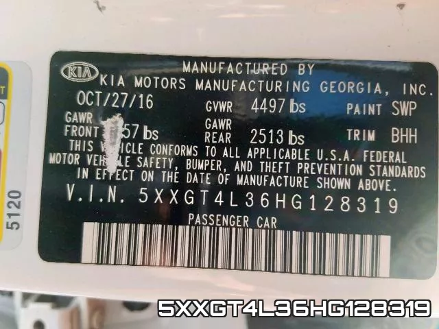 5XXGT4L36HG128319 фото 2